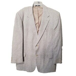Deansgate Tan Tweed Silk Lined Two-Button Blazer Size 44 Vintage